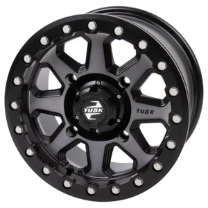 4/156 Tusk Uinta Beadlock Wheel 14x7 5.0 + 2.0 Gunmetal/Black For Polaris - Picture 1 of 7