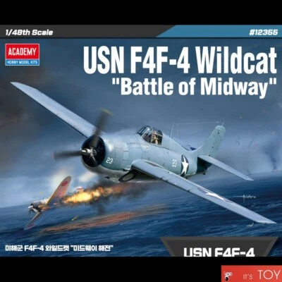 Academy 1/48 USA F4F-4 Wildcat "Battle of Midway" WWII Aircraft model kit #12355 - Immagine 1 di 4
