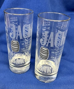 Jack Daniels  Barrel Logo Whiskey Glasses Tall High Ball Set of 2 - Picture 1 of 4