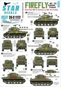 Star Decals 1/35 Sherman Firefly: NZ CZ CA Mk.Ic Hybrid Mk.Vc Firefly 35C1172 x - Picture 1 of 3