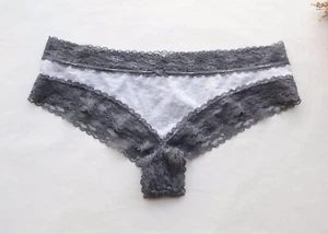 Women Briefs Thong Solid cotton&Mesh underwear Hipster Boyshort Knicker Gray S-M - Picture 1 of 6