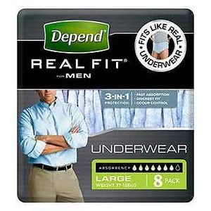 Depend Real-Fit Underwear for Men Large | 8 Pack