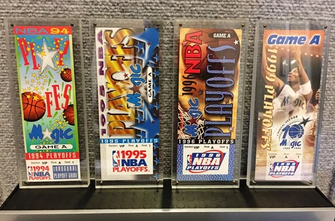 LOT OF ORLANDO MAGIC 1994' 95' 96' 99' PLAYOFF TICKETS IN ACRILYC HOLDERS Cover