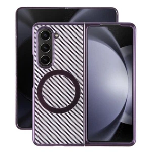 For Samsung Galaxy Z Fold5 6D Plated Carbon Fiber Clear Magsafe PC Phone Case - Photo 1 sur 2