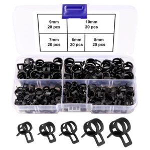 100-tlg. 6/7 / 8/9 / 10 mm Feder Schlauchschelle Sortiment Set, Kraftstoffleitung Schlauch Kraftstoff - Bild 1 von 7