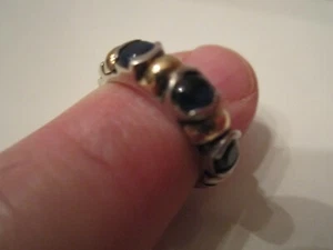 18K GOLD (750) & STERLING SILVER (950) RING WITH SAPPHIRES - SIZE 4 1/2 - 4g - Picture 1 of 3