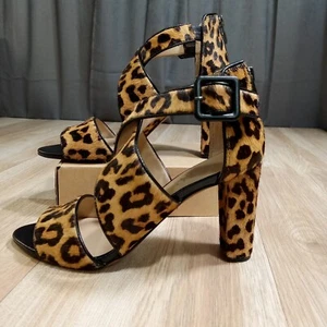 Franco Sarto Habra2 Sandals Womens Sz 7M EU 37 3.25 Inch Leopard Print - Picture 1 of 8