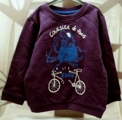 Dp...am sweat bleu molletonné motif Coursier de Paris  garçon 2 ans - Photo 1/3