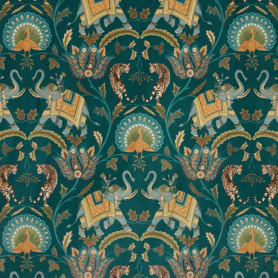 Indisch Elefant Tiger Ocean samt Stoff Vorhang Polster Kissen - Bild 1 von 4