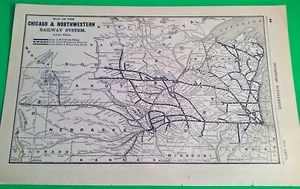 Rara mappa ferroviaria 1903 del sistema ferroviario e percorsi CHICAGO & NORTHWESTERN - Foto 1 di 6