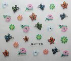 Accessoire ongles :nail art -Stickers autocollants,fleur et papillon multicolore