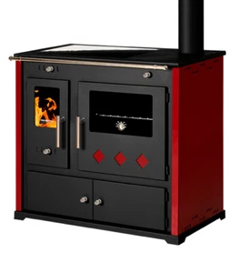 EEK A+ Practik Lux Eco 9.5kW Wood Burning Stove | Oven, Ceramic Top 🔥Bordo Left Hand - Picture 1 of 6