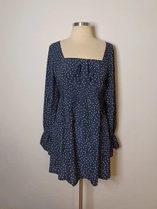 Princess Polly Size 14 Vertigo Blues Mini Dress NEW longsleeve blue polka dot - Picture 1 of 8