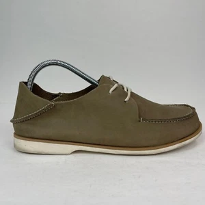 Olukai Holokai Mens US 8 EU 41 Leather Casual Boat Shoes Lace Up Non-Marking Tan - Picture 1 of 8