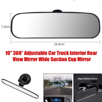 Car Truck Interior Rear View Mirror Wide Suction Cup Mirror Universal Adjustable - Image 1 of 4