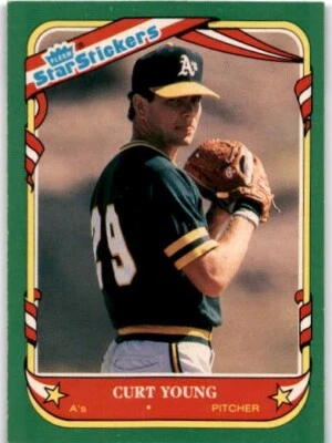CURT YOUNG 1987 Fleer Star Stickers #129 Oakland Athletics - Image 1 of 2