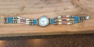 LA West Express Faberge Beaded Bracelet Watch- Needs battery? - Picture 1 of 4
