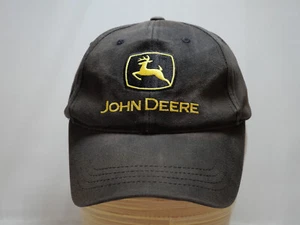 John Deere Embroidered Cary Francis Strapback Baseball Cap Hat Black Distressed - Picture 1 of 10