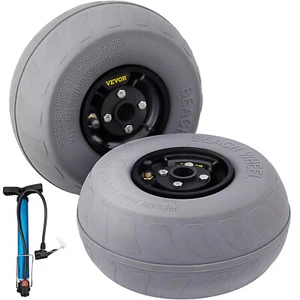 2PACK 9" Balloon Wheels Beach Pneumatic PU Tire For Kayak Cart Beach Trolley - Picture 1 of 12