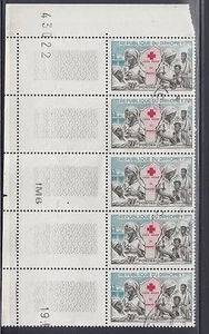 DAHOMEY CTO Block of 5 Scott #15 Red Cross Nurses MAP CV$3.50 - Picture 1 of 1