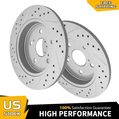 Rear Drilled Brake Disc Rotors For 2019 - 2024 Toyota RAV4 Lexus ES300h ES350 - Image 1 of 4