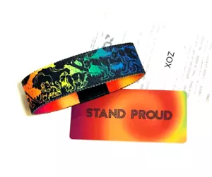 ZOX **STAND PROUD** Silver Strap large NIP Wristband w/Card - Picture 1 of 3