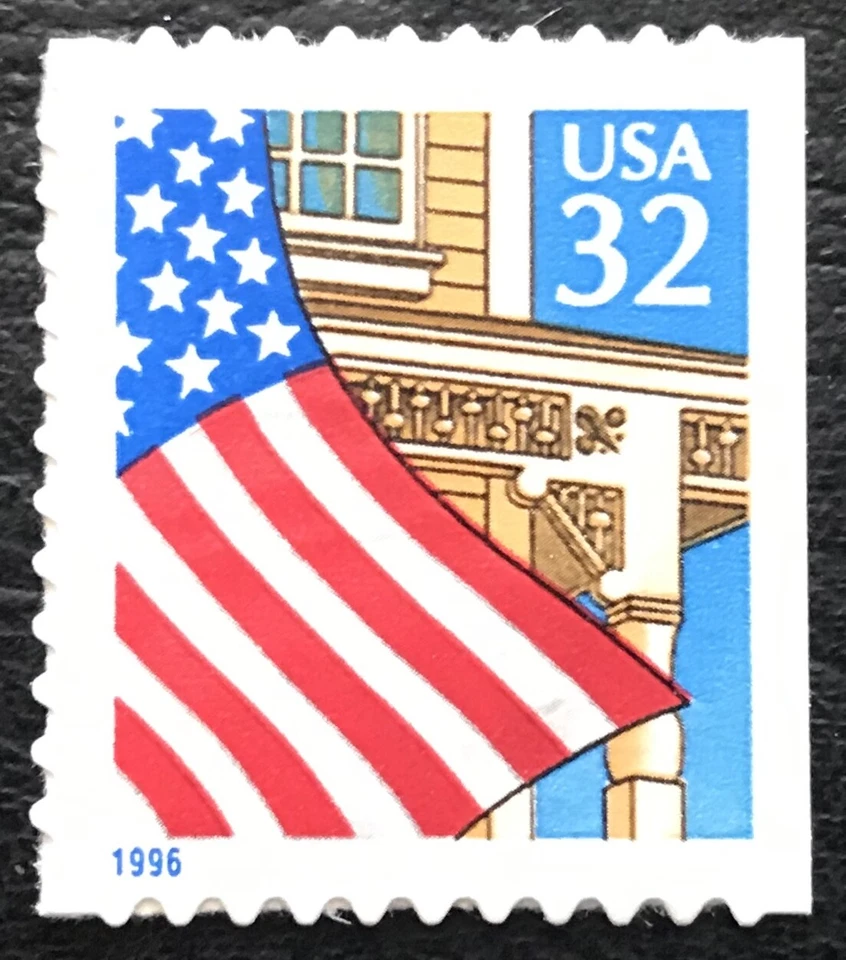 1996 Scott #2920D, 32¢, FLAG OVER PORCH - Booklet Single Blue "1996" - Mint NH - Image 1 of 1