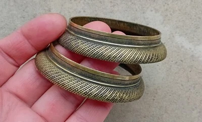 2 décorations / ornements EMPIRE Bague colonne meuble ameublement pied, bronze - Photo 1/4