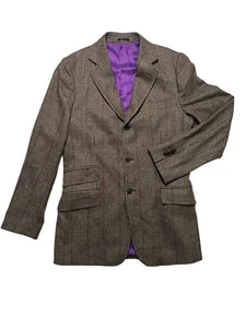 Herren Ermenegildo Zegna Tommy Hilfiger Wolle Kaschmir Sport Mantel Braun Kariert 38R - Bild 1 von 12