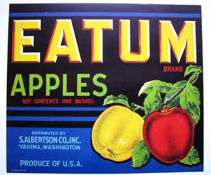 Original EATUM Apfelkiste Etikett S. Albertson Co Inc Yakima WA - Bild 1 von 2