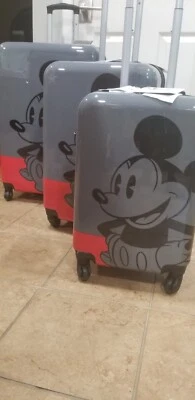 FUL Disney Mickey Mouse Gray & Red Suitcase Set Hard Luggage 29", 25”, 21" Read - Image 1 of 4
