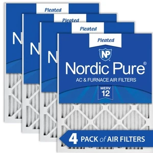 18x20x1 (17_1/2x19_1/2) Pleated MERV 12 Air Filters 4 Pack - Picture 1 of 7