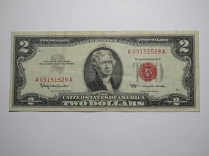 $2 1963 Red Seal Fancy Serial Number Legal Tender Currency Note Bank Bill VF+ - Picture 1 of 2
