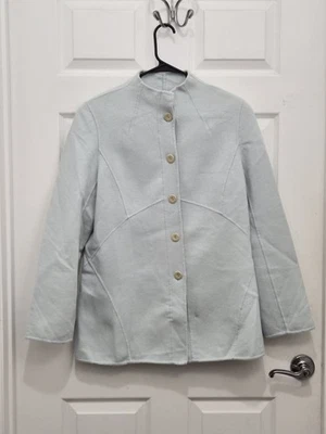 Carlisle Angora Blend Light Blue Button Down Coat. Size 10. Formal. Classic. - Image 1 of 4