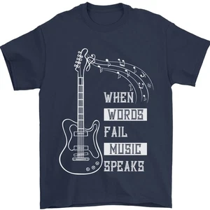 When Parole Fallire Musica Parla Chitarra T-Shirt 100% Cotone - Foto 1 di 28
