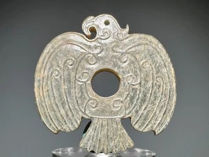 Rare "Shi Jia He" Culture Jade Carved Eagle Bird Design "Pei" Pendant L 6.6 CM - Picture 1 of 24