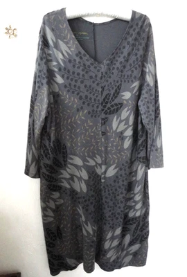 Gudrun Sjoden  XL dress ~ grey taupe leaf print organic cotton jersey knit EUC - Image 1 of 4