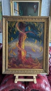 "Symbol" Abstract Artwork By Harold Harris Oil On Board Painting Deep Meditation - Picture 1 of 12