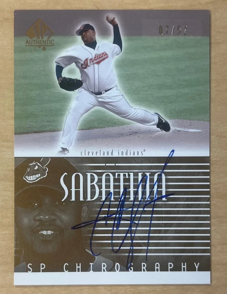 Quirografía Auténtica SP 2002 #CS CC Sabathia Auto Gold/52 Indians Yankees Salón de la fama Foto 1 de 2