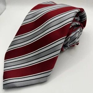 Donald J Trump Signature Collection Tie Red And Silver Striped - Picture 1 of 3
