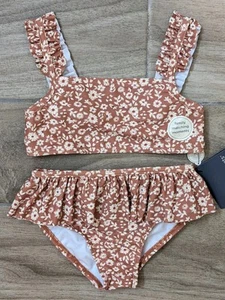 Gerber brown floral toddler girls bikini swim suit set NWT - Picture 1 of 10