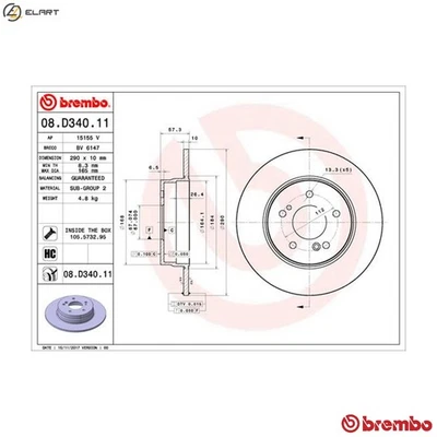 2x BRAKE DISC 08.D340.11 FOR MERCEDES-BENZ M 104.943 2.8L M 104.991 3.2L 6cyl SL - Image 1 of 4