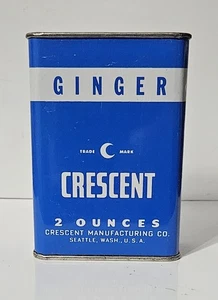 Vintage Empty Crescent Ginger Spice Tin - 2 oz - Picture 1 of 7
