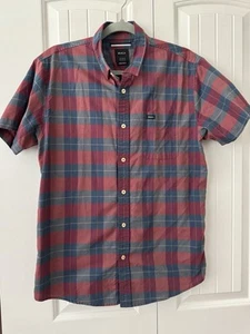 Camisa RVCA Para Hombre Talla Mediana Roja A Cuadros Manga Corta Abotonada Calce Regular - Imagen 1 de 4