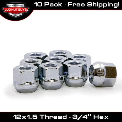 10 Lug Nuts Open End Bulge Acorn 12x1.5 Chrome - Image 1 of 4