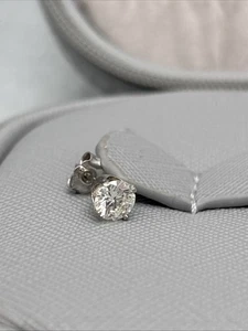 5mm Diamond Stud Earring Single 14k White Gold 1/2 Carat Sparkly Beautiful - Picture 1 of 12