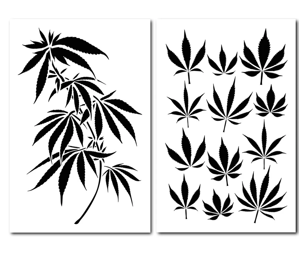 ACID TACTICAL 2PK Painting Stencils Camouflage Airbrush Craft cannabis Marijuana Pot leaf CAMO