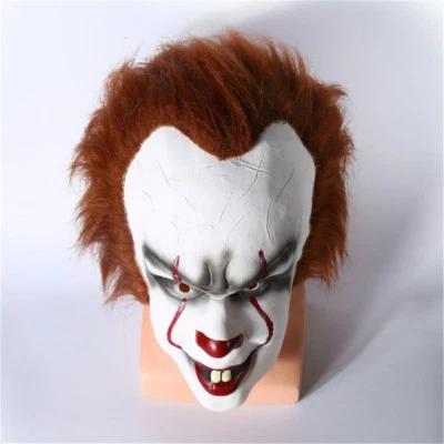 Halloween Cospla Stephen King's IT Clown Pennywise Scary Mask Costume New - Image 1 of 4