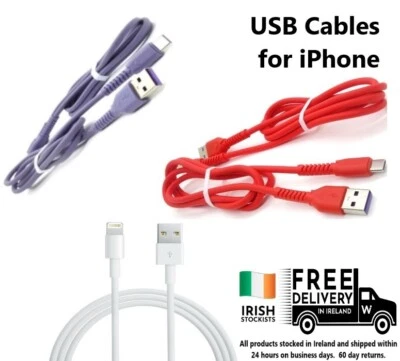 USB iPhone Charger Cable For Apple USB Lead 5 6 7 8 X XS XR 11 12 13 Pro - Image 1 of 4