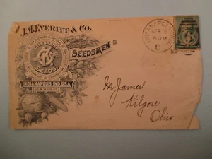 J. EVERITT SEEDS INDIANA ADVERTISING COVER ENVELOPE 1890 2b28 - Picture 1 of 5